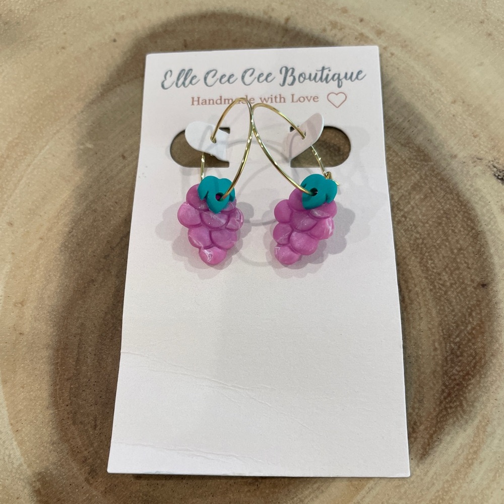NWT Grape/Wine Earrings--Handmade Polymer Clay Earrings